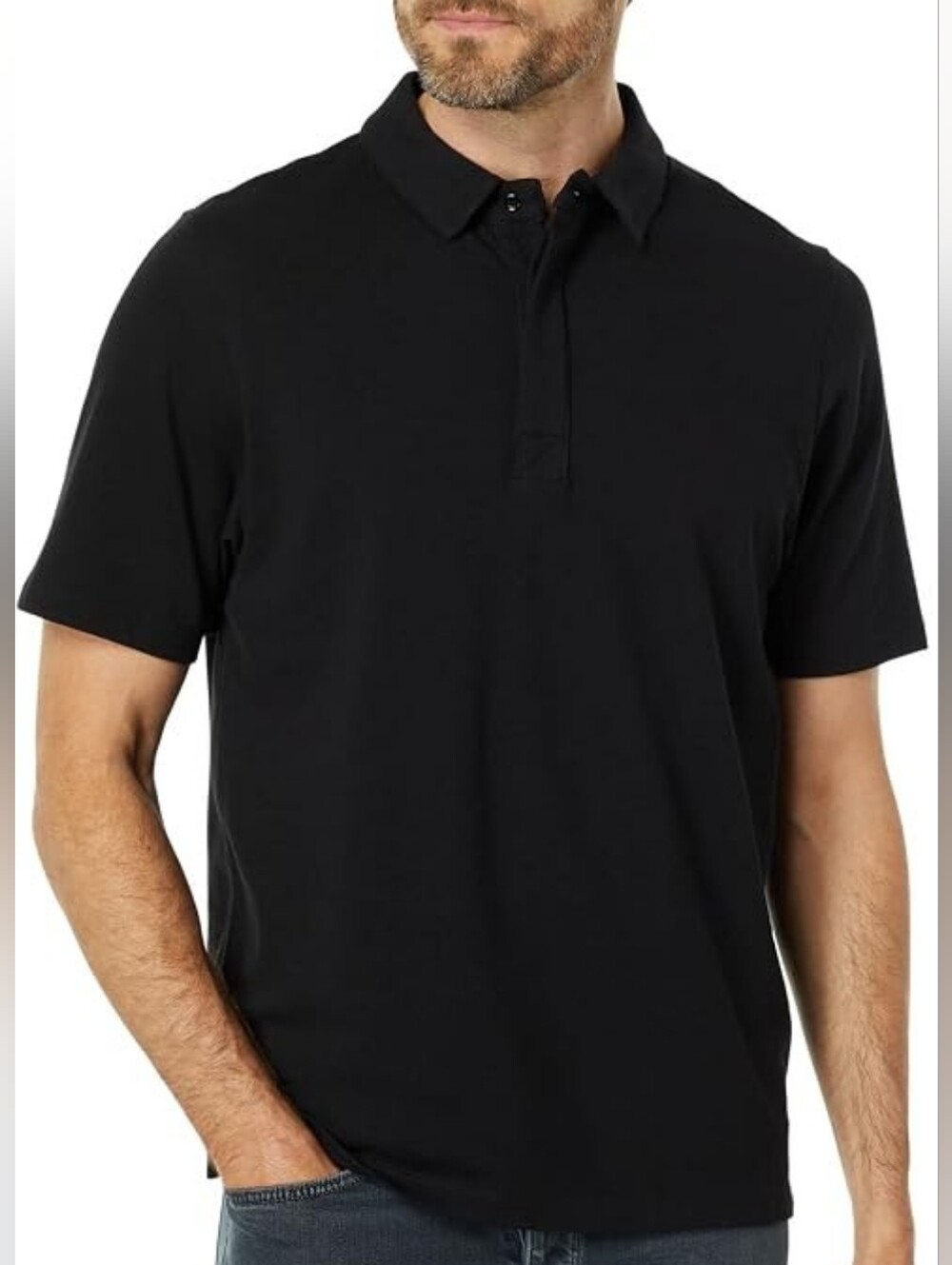 7 For All Mankind | Black Short-Sleeve Polo